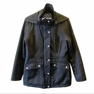 Jessica Simpson Chore Coat Padded  Utility Jacket Faux Fur Collar Black Medium